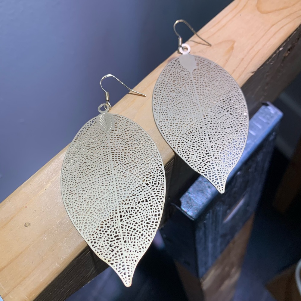 Large Gold Leaf Earrings